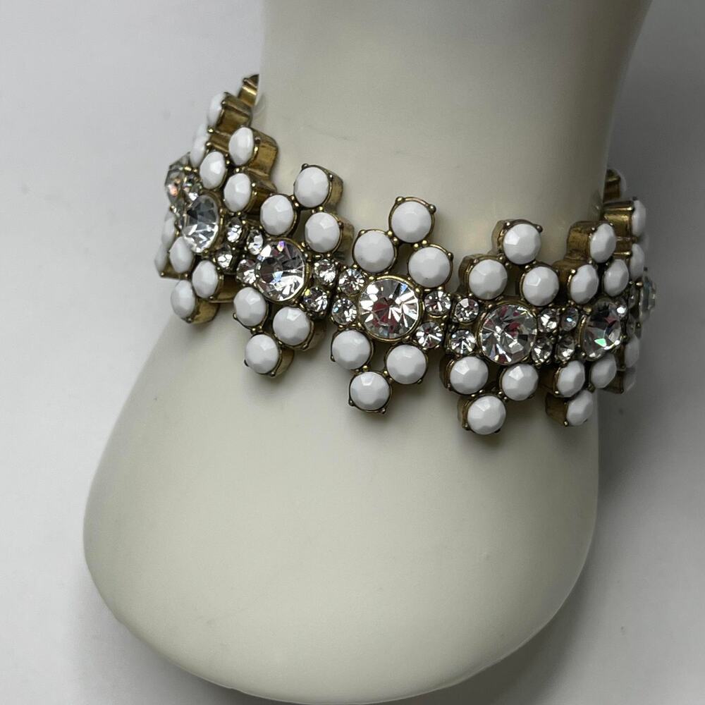 J. Crew JCREW burnished gold tone faceted white rhinestones costume jewelry